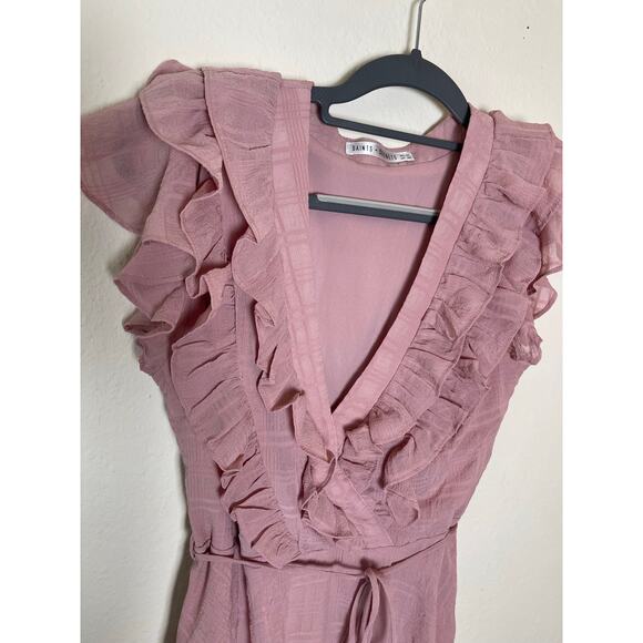 Saints Secrets Ruffle V-neck Mini Dress Pale Rose M Y2K Babydoll Chic Feminine - Picture 5 of 13